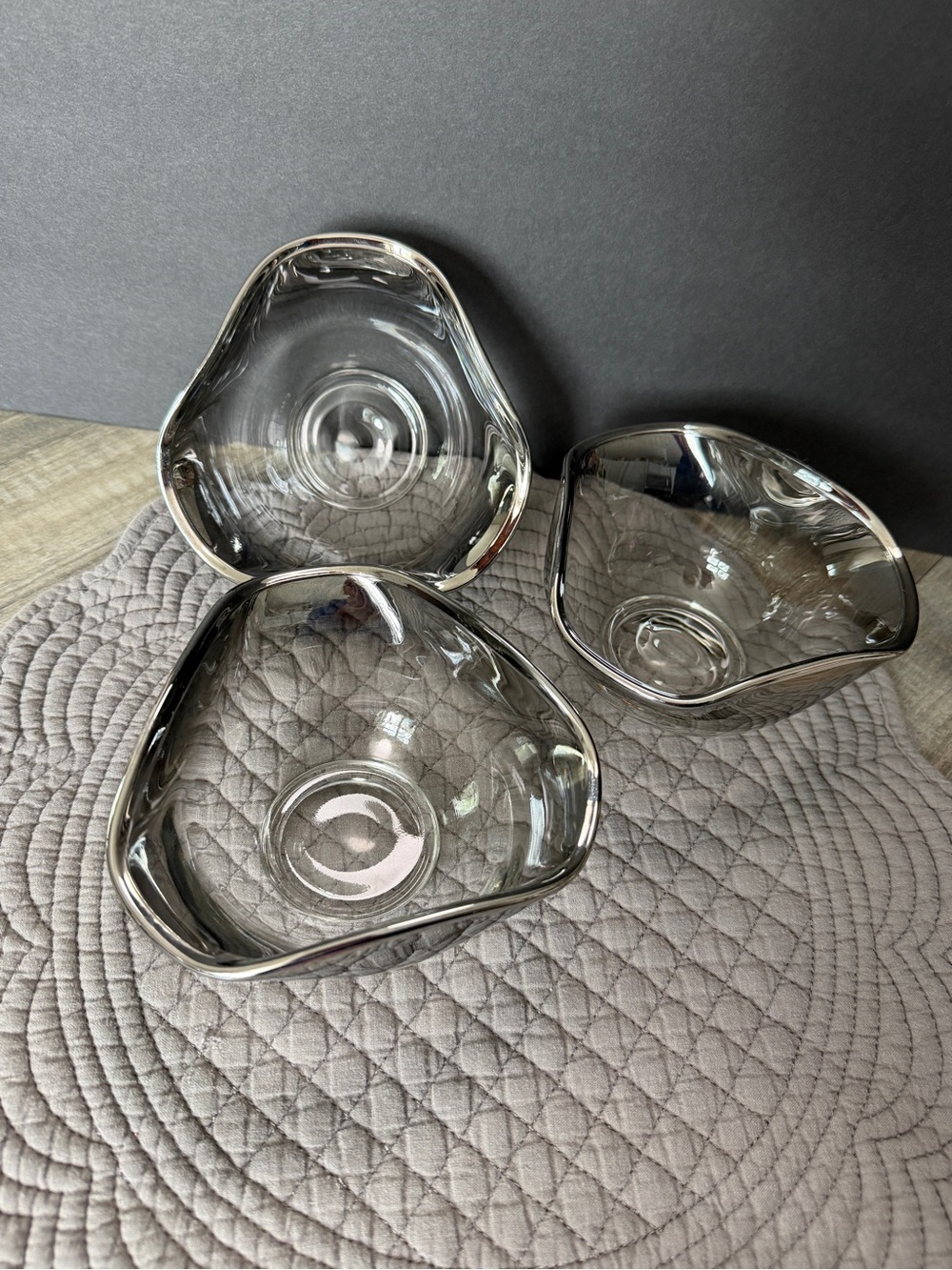 Indiana Glass Clear Glass Triangular Bowls - Set of 3